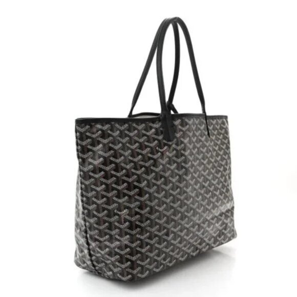 Authentic Goyard Goyardine Saint Louis PM Black Shoulder Tote Bag & Pouch Wallet - Picture 5 of 16